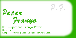 peter franyo business card