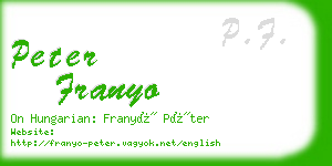 peter franyo business card